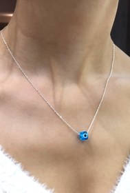 Resim Kuyumcu Kuyumculuk Gümüş Orijinal El Işi Cam Taşlı Nazar Boncuk Kolye 