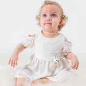 Resim Kolu Lastikli Aerobin Elbise Beyaz 