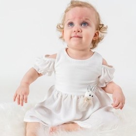 Resim Kolu Lastikli Aerobin Elbise Beyaz 