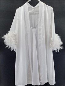 Resim Bride Gümüş Taşlı Sabahlık Tüylü Model Çok Renkli 