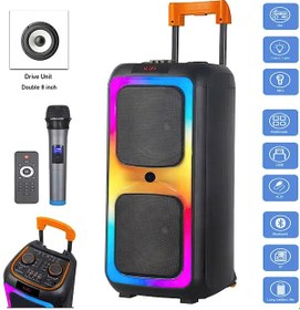 Resim NDR-1097 Mikrofonlu Kumandalı Rgb Ledli Taşınabilir Bluetooth Hoparlör Usb-Tf-Fm Radyo Siyah Torima