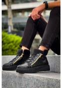 Resim Shoecide Snr-512 Boa Kalın Yüksek Siyah Taban Çift Fermuarlı Siyah Erkek Spor Bot Siyah 22 Çok Renkli 