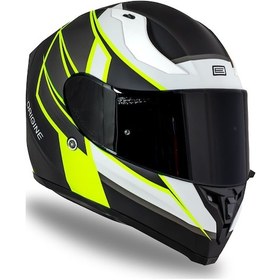 Resim Strada Competition Beyaz-sarı-siyah Kask Güneş Vizörlü C1 Gri 