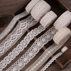 Resim 6'lı Paket Retro Dantel Kurdele Süslemeleri, Buket Sarma için Polyester El Sanatları Dantel, Hediye Paketleme, Düğün Dekoru, Dikiş Aksesuarları 