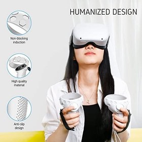 Resim Controller Grips Cover for Oculus Quest 2, GRADETEK Silicone Anti-Throw Grips Cover with Adjustable Knuckle Straps, Protector for Oculus Quest 2 Accessories 