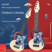 Resim Gençlerin Oynayabileceği Elektrikli Gitar Oyuncak - Kırmızı/Mavi Ukulele Müzik Aleti, Kolay Öğrenilebilen Melodiler, Eğlenceli ve Eğitici Oyun için Dayanıklı Plastik Tasarım, Müzik Öğrenme Oyuncak | Renkli Gitar Oyuncak | Çocuk Güvenli Malzeme 