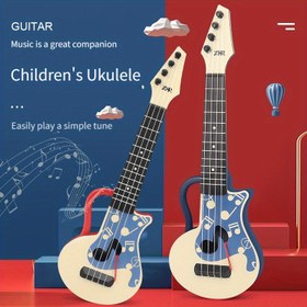 Resim Gençlerin Oynayabileceği Elektrikli Gitar Oyuncak - Kırmızı/Mavi Ukulele Müzik Aleti, Kolay Öğrenilebilen Melodiler, Eğlenceli ve Eğitici Oyun için Dayanıklı Plastik Tasarım, Müzik Öğrenme Oyuncak | Renkli Gitar Oyuncak | Çocuk Güvenli Malzeme 