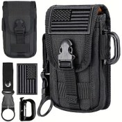 Resim Willowhaven Siyah Us Bayraklı Molle Bel Çantası - Su Şişesi Bağcıklı, Ayarlanabilir Dayanıklı Nylon Telefon Çantası Siyah 
