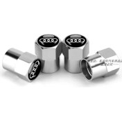 Resim Woodhub Audı Logolu Alüminyum Kaplama 4 Adet Sibop Kapak (Gümüş-Siyah) 