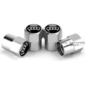 Resim Woodhub Audı Logolu Alüminyum Kaplama 4 Adet Sibop Kapak (Gümüş-Siyah) 