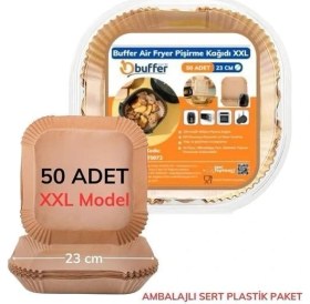 Resim Buffer® 50 Adet Air Fryer Pişirme Kağıdı Tek Kullanımlık 23 cm Kare Pişirme Kağıdı Xxl 