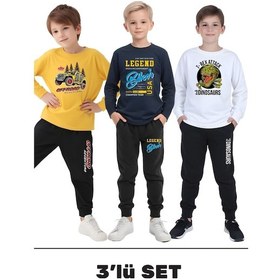 Resim Fyk Kids 3'lü Erkek Çocuk Baskılı Yuvarlak Yaka Alt-üst Pijama Takımı Çok Renkli 