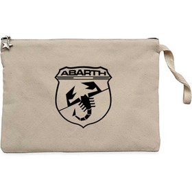 Resim Abarth Black Logo Krem Clutch Astarlı Cüzdan / El Çantası - Krem 