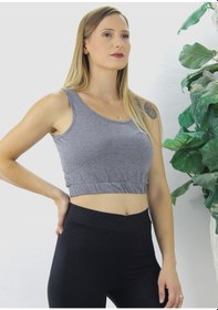 Resim Beli Lastikli Crop Büstiyer Gri - Lks2907.022-9063415980481 