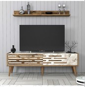 Resim Variant Valensiya 140cm Tv Ünitesi - Ceviz / Beyaz Mermer 