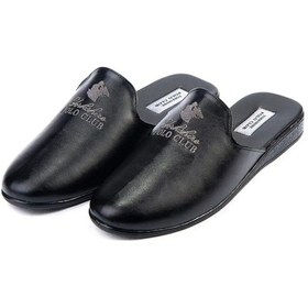 Resim Polo Club Günlük Çeyizlik Erkek Deri Terlik Kutulu Siyah 