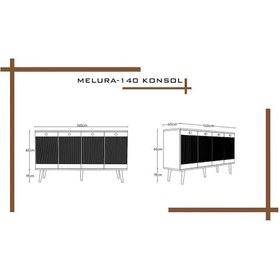 Resim Melura Konsol 140 Cm %100 Mdf Lake Ahşap Ayaklı Gri 