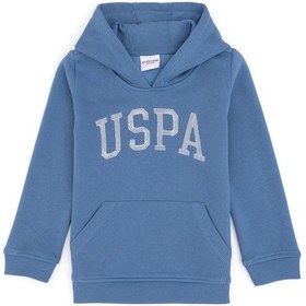 Resim U.S. Polo Assn. Kız Çocuk Koyu Mavi Kapüşonlu Basic Sweatshirt 50296388-VR032 