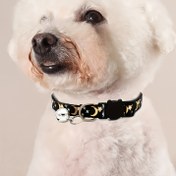 Resim 1 adet Altın Yıldız Ay Pet Kolyesi, Çıngıraklı, Polyester, Küçük Kediler ve Köpekler için, Anti-Boğulma Ayarlanabilir Güvenlik Kemeri, Karikatür Desenli 