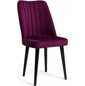Resim Polo Sandalye - Soho Mor - Ahşap Siyah Ayaklı 
