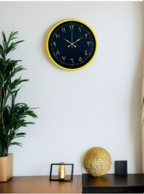 Resim 36 Cm Sarı Dekoratif Arapça Rakamlı Duvar Saati Açık 