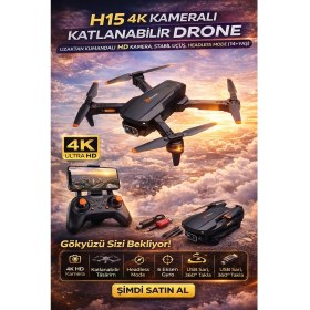 Resim Trust Store H15 4K Kameralı Katlanabilir Drone Uzaktan Kumandalı Hd Kamera Stabil Uçuş Headless Mode 