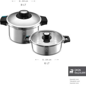 Resim Karaca Quick and Safe İndüksiyon Tabanlı Düdüklü Tencere Seti 6+8 Lt 