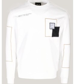 Resim Erkek Sweatshirt Beyaz Bisiklet Yaka Relax Fit Nakış Detaylı Double Face Pamuk Sweat Ncs Jeans 1618-beyaz Beyaz 