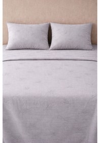 Resim Rize Bezi Dokuma Çarşaf Çift Kişilik & 2 Adet Yastık Kılıfı Açık Gri 