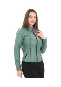 Resim New Zaya Leather Kadın Hakiki Kuzu Deri Ceket 