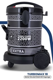 Resim Nikadu Orginal Turbomax18 Islak Kuru 2200 Watt 18 Litre Kapasiteli Geniş Metal Gövdeli Elektrikli Süpürge 
