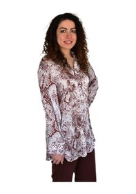 Resim Kadın Leopar Desen Şifon Gömlek Bgl-st04235 Kahve 
