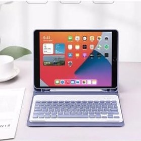 Resim Fogy Ipad (A16) 10. Nesil 2022/2025 ile Uyumlu Bluetooth Türkçe Q Klavyeli Kılıfı, Lila 