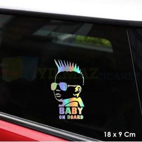 Resim yılmazetic Arabada Bebek Var Hologram Oto Sticker Cam Araba Yapıştırma Çıkartma Aksesuar Etiket 18 X 9 Cm 