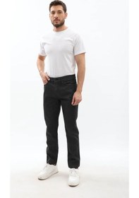 Resim Erkek Regular Fit Koyu Gri Jean Pantolon Gri 