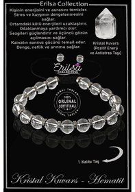 Resim Sertifikalı Orijinal Hematit - Kristal Kuvars Taşı Bileklik - Aya Çok Renkli 