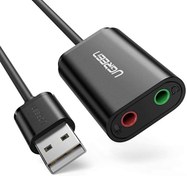 Resim Ugreen 3.5 MM Harici USB Siyah Ses Kartı Ugreen