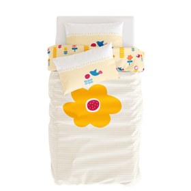 Resim Amulet Çift Taraflı Pamuk Saten Sarı Çocuk Nevresim Seti 140x200cm 