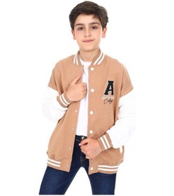Resim Toontoy Kids Toontoy Erkek Çocuk Kolej Yaka Çıtçıt Kapama Cepli Düşük Omuz Nakış Baskılı Renk Bloklu Örme Hırka - Tk24185 Kahve 
