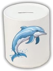 Resim Yunus Baskılı Kumbara - Seramik Para Biriktirme Kumbarası 