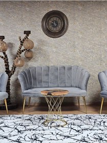 Resim Zafir Papatya Çay Seti Koltuk Takımı Gold Sivriltme Ayak, Balkon, Salon, Ofis, Cafe Koltuk Takımı Gri 