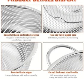 Resim Paslanmaz Çelik Kulplu Çok Amaçlı Makarna Un Meyve Sebze 2'li Süzgeç 25 22 Cm Çok Renkli 