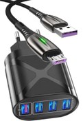 Resim JUDAS Z7 Şarj Adaptörü 4 Port J2 Micro Usb 5a/100w Şarj Kablosu -2mt 