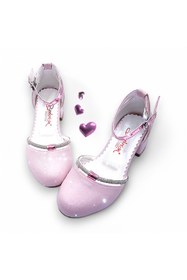 Resim BEEBRON Topuklu Abiye Kız Çocuk Ayakkabı Shining Princess Series Simli Pembe 