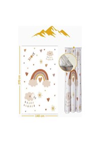 Resim Parlak Saten Mikro Kumaş Çift Kanat Çocuk Odası Fon Perde Takımı Prd0034 