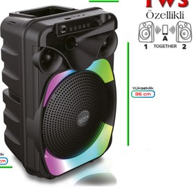Resim Auris KLN170 10W 8 inç Kablosuz Mikrofonlu RGB Bluetooth Hoparlör 
