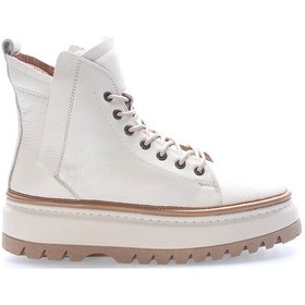 Resim Hakiki Deri Kürklü Kadın Kalın Taban Bot 409kza3121 Bej 