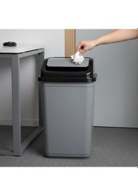 Resim Porsima 0097 Kapaklı Gri-siyah Çöp Kutusu - Favori Banyo Ve Mutfak Çöp Kovası 50lt 