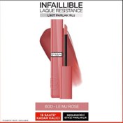 Resim Loreal Paris Infaillible Laque Resistance Likit Parlak Ruj - 600 Le Nu Rose 