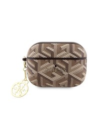 Resim Apple Uyumlu AirPods Pro 2 Kılıf Guess Lisanslı G Cube Desenli 4g Süs Zincirli Kahverengi 